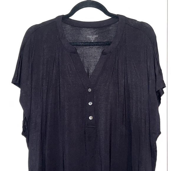 Joan Vass Women’s Plus Size Cap Sleeve Top in Black in 2X - Picture 2 of 9